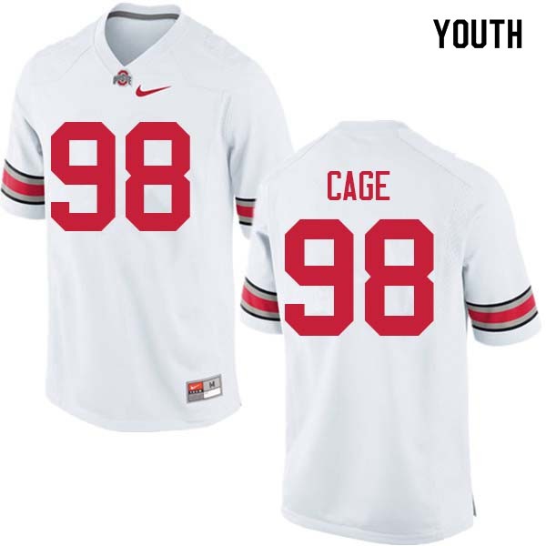 Ohio State Buckeyes #98 Jerron Cage Youth Stitch Jersey White